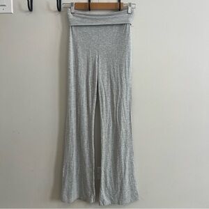 Light Grey Fold-Over Waist Relaxed Fit Flare Lounge Pants Athleisure Sleep Yoga